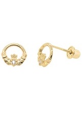 lovely mini open claddagh infant screw back earrings